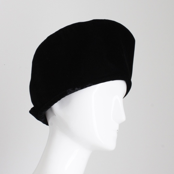 Vintage Norma Kamali Hat Black Velvet High Brim Cossack Style Rare 90s Size S main image 4